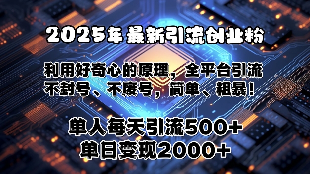 2025年最新引流创业粉，利用好奇心的原理，全平台引流，不封号、不废号，简单、粗暴-创业项目网