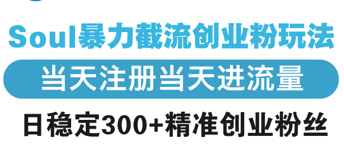 Soul暴力截流创业粉玩法，当天注册当天进流量，日稳定300+精准创业粉丝-创业项目网