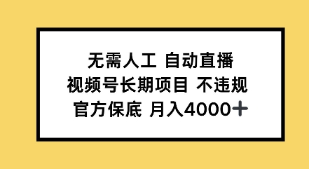 无需人工自动直播，视频号长期项目不违规，官方保底月入4000左右-创业项目网