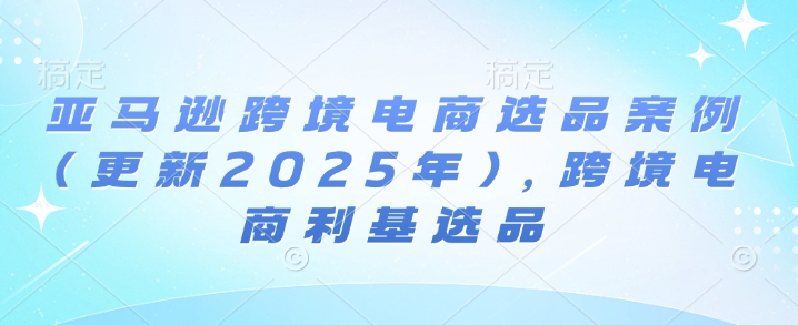 亚马逊跨境电商选品案例(更新2025年)，跨境电商利基选品-创业项目网