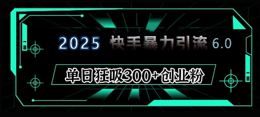 2025年快手6.0保姆级教程震撼来袭，单日狂吸300+精准创业粉-创业项目网