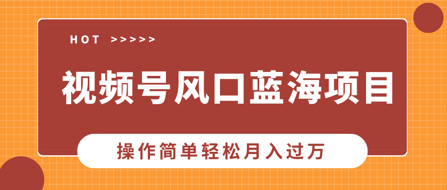 视频号风口蓝海项目，中老年人的流量密码，操作简单轻松月入过万-创业项目网