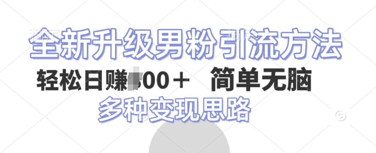 全新升级男粉引流方法，不需要真人出境，不需要你有才艺，二创风格 简单暴力-创业项目网