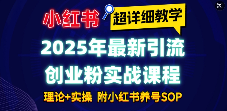 2025年最新小红书引流创业粉实战课程【超详细教学】小白轻松上手，月入1W+，附小红书养号SOP-创业项目网