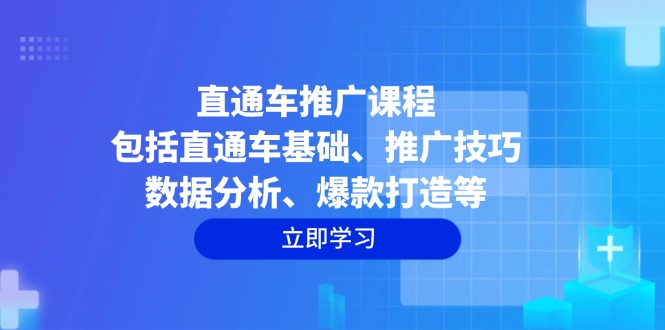 直通车推广课程：包括直通车基础、推广技巧、数据分析、爆款打造等-创业项目网