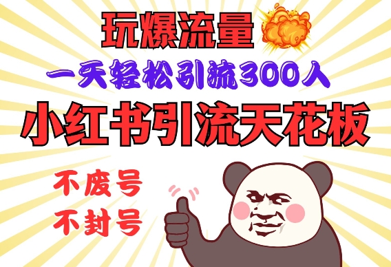 小红书引流天花板，玩爆流量，一天轻松引流300人，安全操作-创业项目网