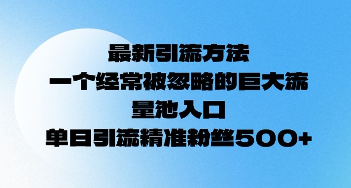 最新引流方法，一个经常被忽略的巨大流量池入口，单日精准引流粉丝500-创业项目网