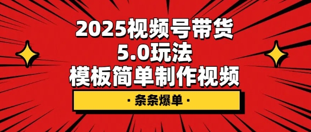 2025视频号带货5.0玩法，模板简单制作视频，条条爆单-创业项目网