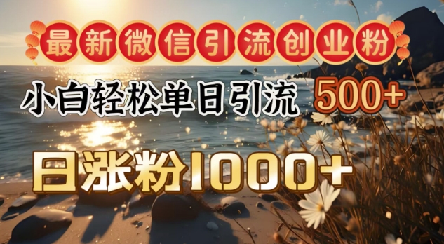 最新微信引流创业粉，小白单日轻松引流500+，日涨粉1000+-创业项目网