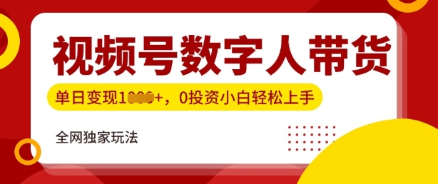 最新视频号数学人带货实操玩法，新手单日轻松多张，全程干货-创业项目网