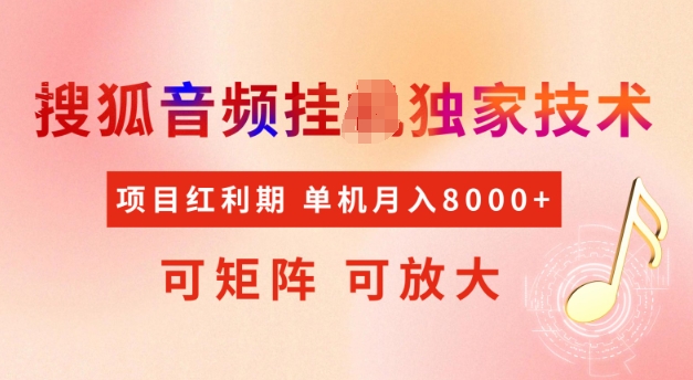 首发搜狐音频挂机，项目红利期，可矩阵可放大，稳定月入5k-创业项目网