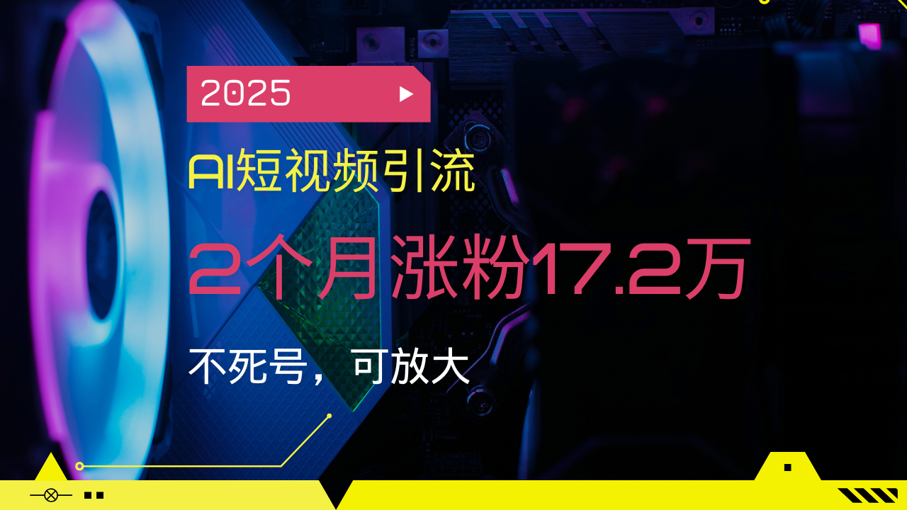 2025AI短视频引流，2个月涨粉17.2万，不死号，可放大-创业项目网