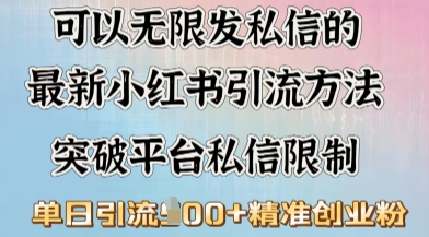 最新“摆烂式”引流打法，小红书私信引流，单天引流100+-创业项目网