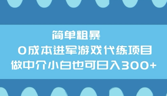 简单粗暴0成本进军游戏代练项目，做中介小白也可日入300+-创业项目网