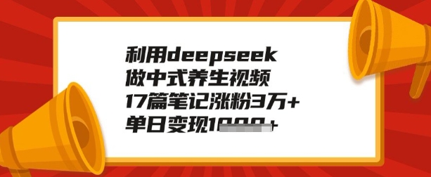 利用deepseek做养生赛道，手把手教你制作，单日变现800+-创业项目网