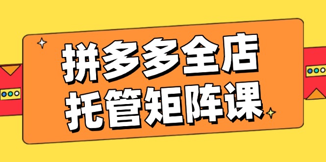 拼多多全店托管矩阵课，盈利动销玩法，高效计划设置，提升店铺效益-创业项目网