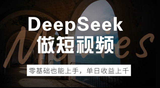 DeepSeek做短视频，零基础也能上手，单日收益多张-创业项目网