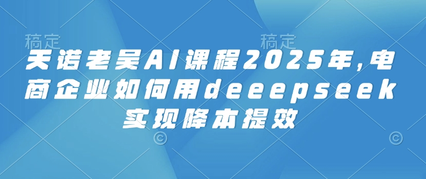 天诺老吴AI课程2025年，电商企业如何用deeepseek实现降本提效-创业项目网