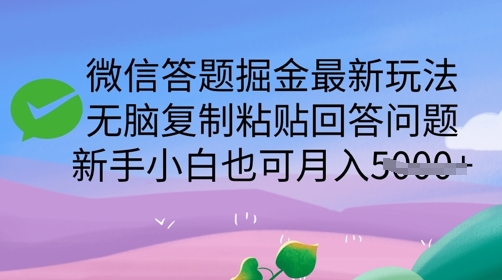 微信答题掘金最新玩法，无脑复制粘贴回答问题，新手小白也可月入5k-创业项目网