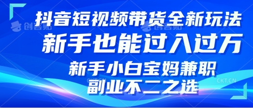 抖音短视频带货全新升级玩法，小白也能月入过W，适合新手宝妈兼职副业的不二之选!-创业项目网