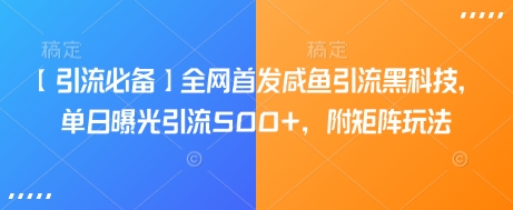 【引流必备】全网首发咸鱼引流黑科技，单日曝光引流500+，附矩阵玩法-创业项目网