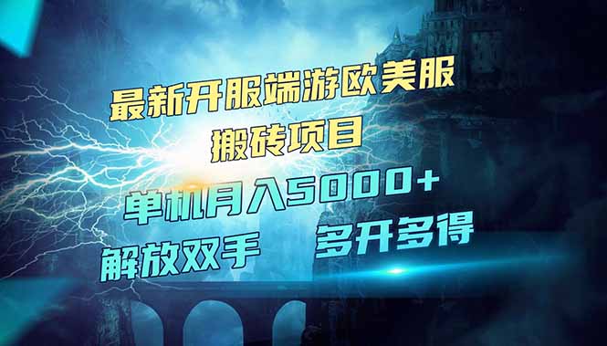 全网热门游戏欧美服端游搬砖，最新开服，项目红利期，单机月入5000+-创业项目网