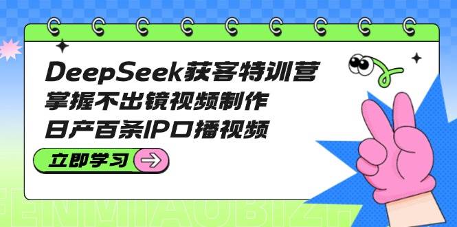 DeepSeek获客特训营：掌握不出镜视频制作，日产百条IP口播视频-创业项目网