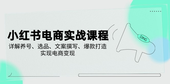 小红书电商实战课程，详解养号、选品、文案撰写、爆款打造，实现电商变现-创业项目网