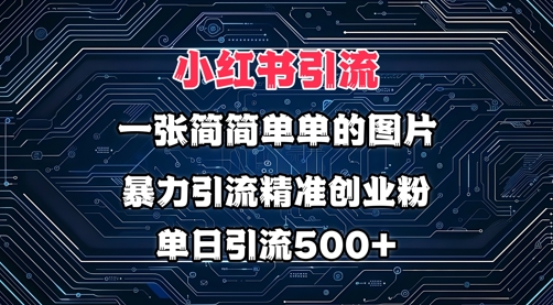 小红书图片打法，利用一张简简单单的图片，暴力引流精准创业粉，单日引流500+-创业项目网