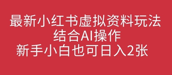 最新小红书虚拟资料玩法结合AI操作，新手小白也可日入200+-创业项目网