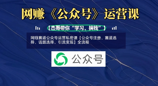 网创赛道公众号运营私密课【公众号注册、赛道选择、话题选择、引流变现】全流程-创业项目网