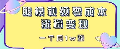 腿模视频，零成本涨粉变现，一个月1w粉-创业项目网